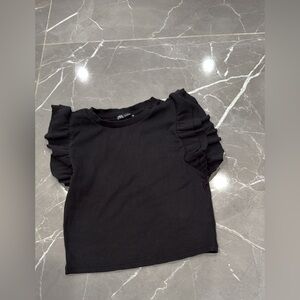 Zara black crop top  sleeves shirt .